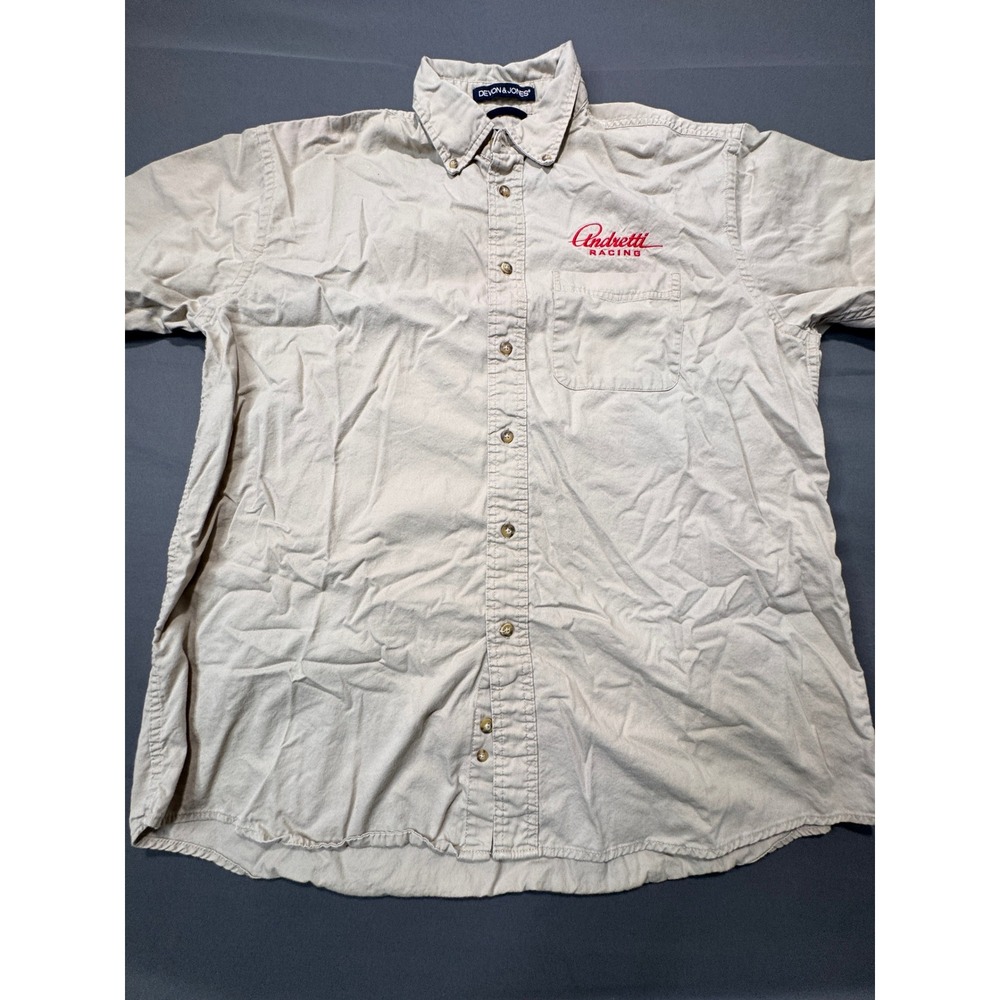 Andretti Racing Devon Jones Mens XL‎ Tan Short Sleeve Button Up Shirt - Picture 4 of 12